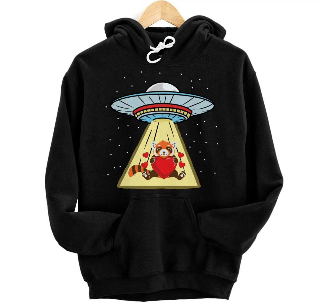 Personalized Ufo Abduction Red Panda Valentines Day Pullover Hoodie