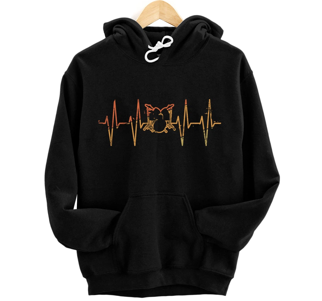 Personalized Drums Heartbeat Retro Gift Vintage Pullover Hoodie