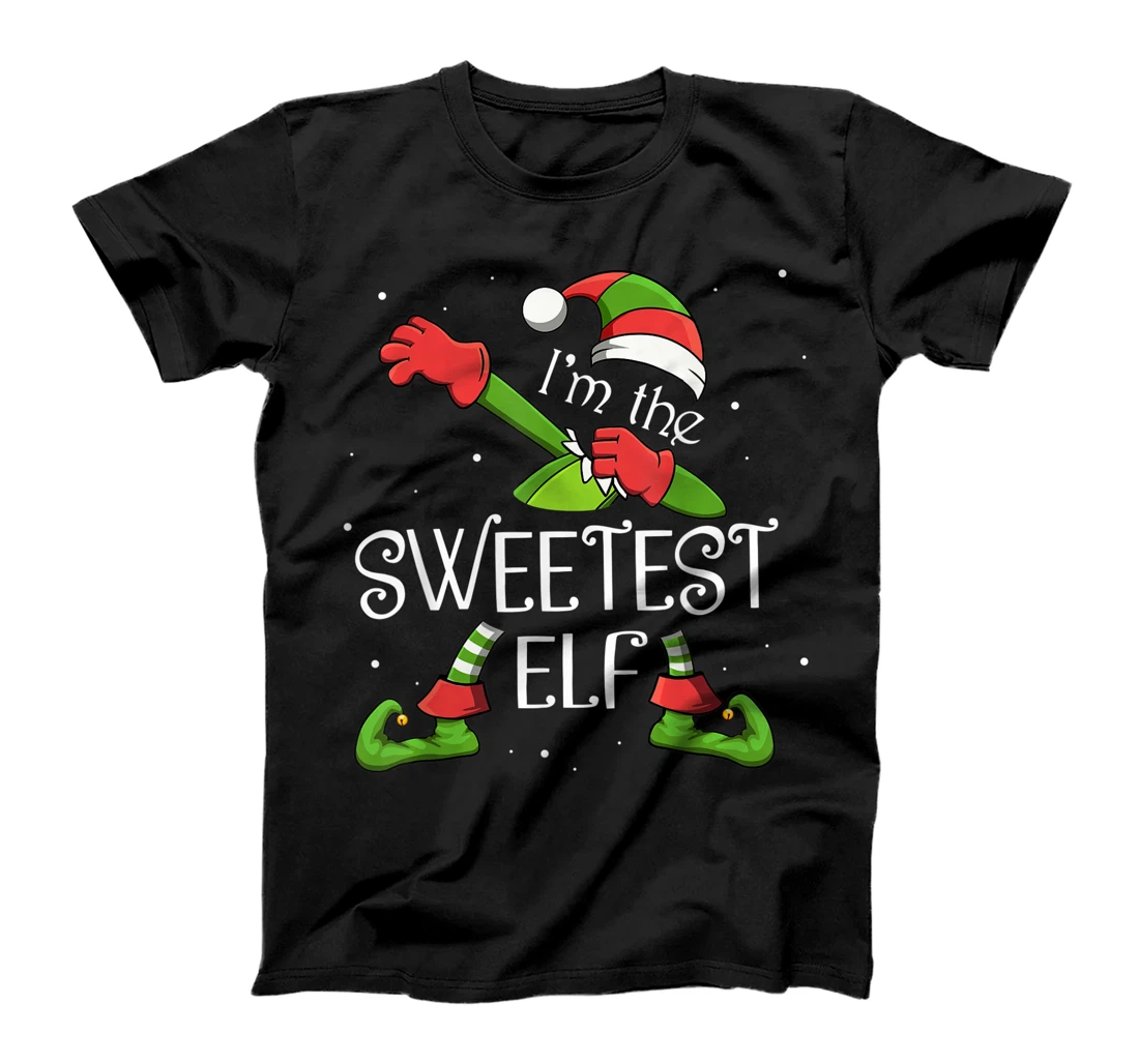 Personalized I'm The Sweetest Elf Dabbing Santa Claus Xmas For Family T-Shirt, Women T-Shirt