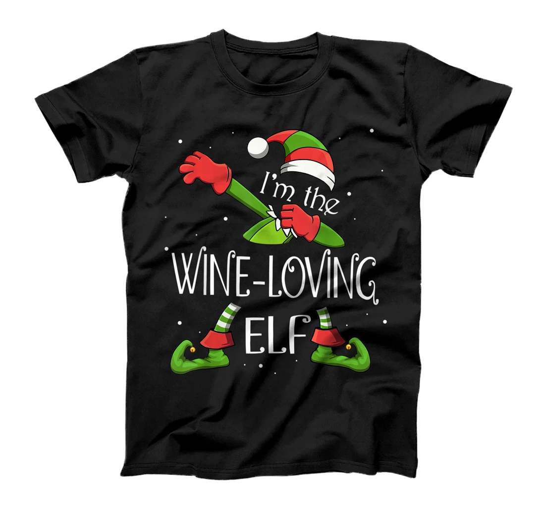 Personalized I'm The Wine-loving Elf Dabbing Santa Claus Xmas For Family T-Shirt, Women T-Shirt