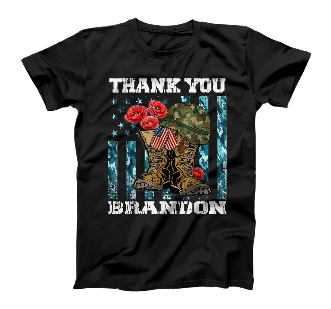 Personalized Thanh you Brandon veterans combat boots poppy flower T-Shirt, Women T-Shirt