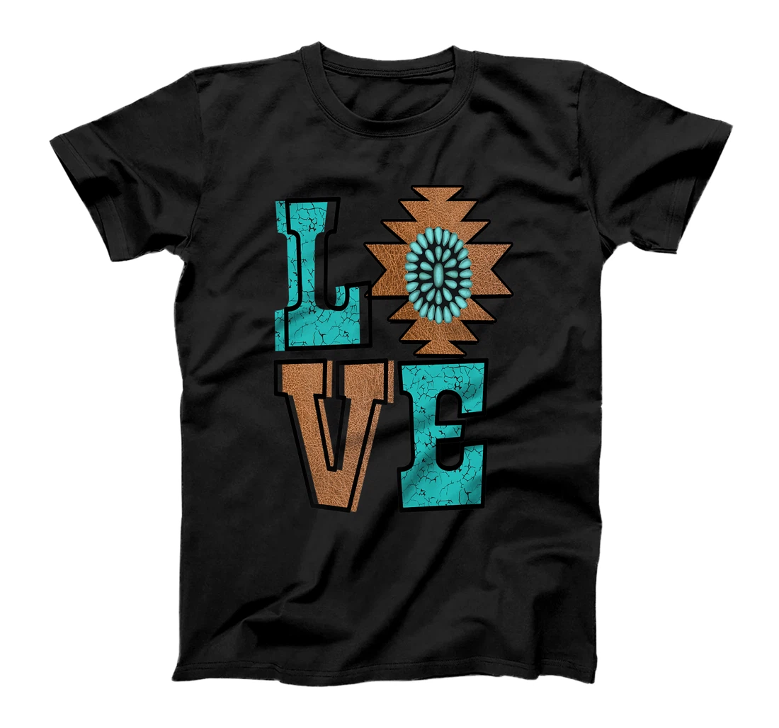Personalized Womens Love Rodeo Decorations Cute Turquoise Decor T-Shirt, Women T-Shirt