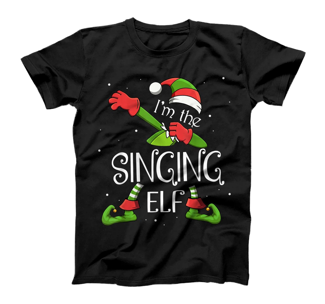 Personalized I'm The Singing Elf Dabbing Santa Claus Xmas For Family T-Shirt, Women T-Shirt
