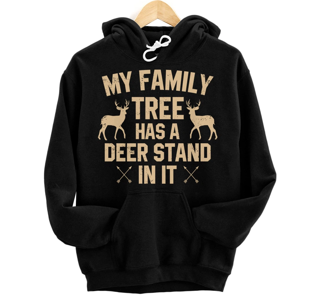 Personalized Funny Family Tree Hunting Graphic Women and Men Deer Hunters Pullover Hoodie