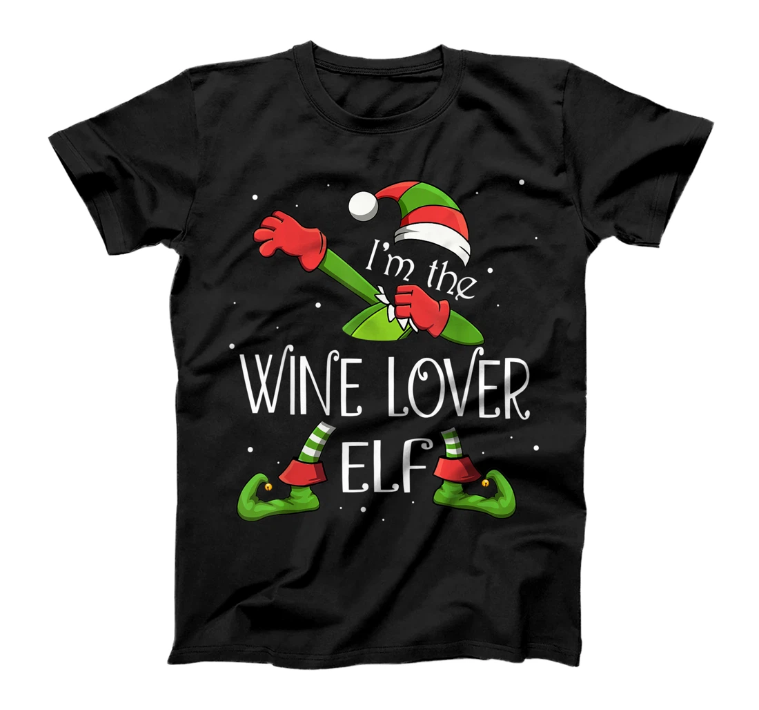 Personalized I'm The Wine Lover Elf Dabbing Santa Claus Xmas For Family T-Shirt, Women T-Shirt