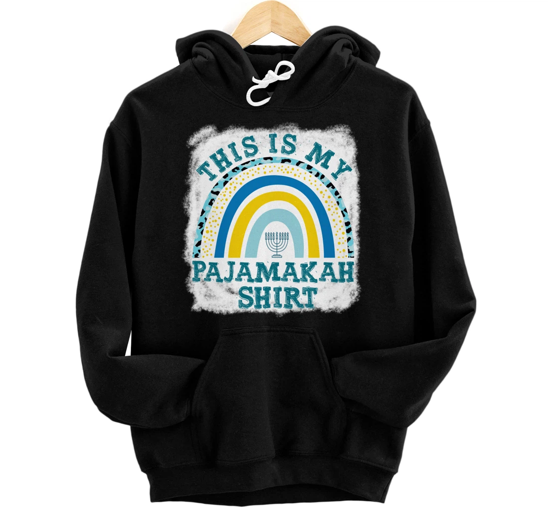 Personalized This Is My Pajamakah Shirt Funny Rainbow Leopard Chanukah Pullover Hoodie
