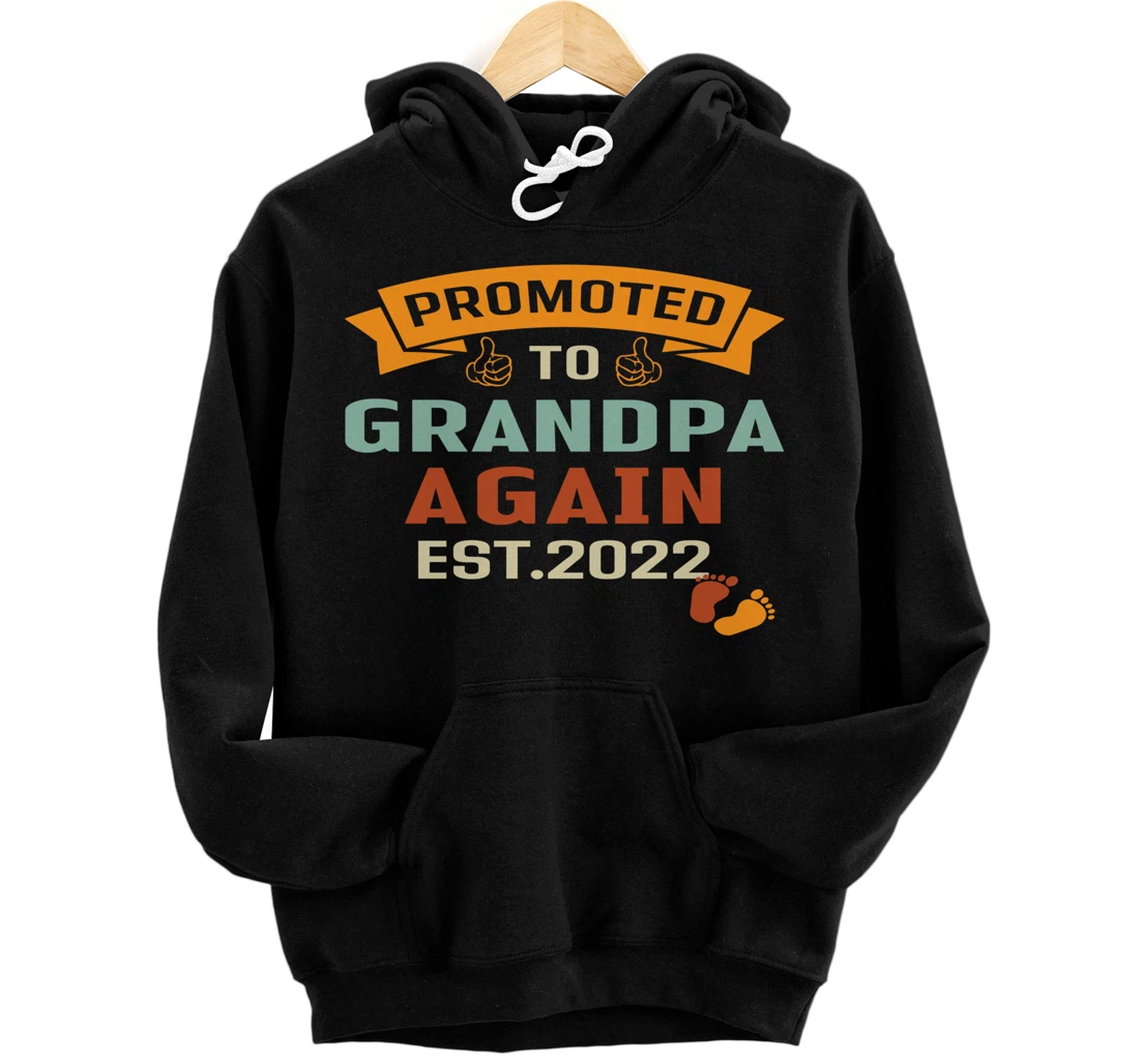 Personalized Promoted To Grandpa Again Est 2022 Vintage Pullover Hoodie