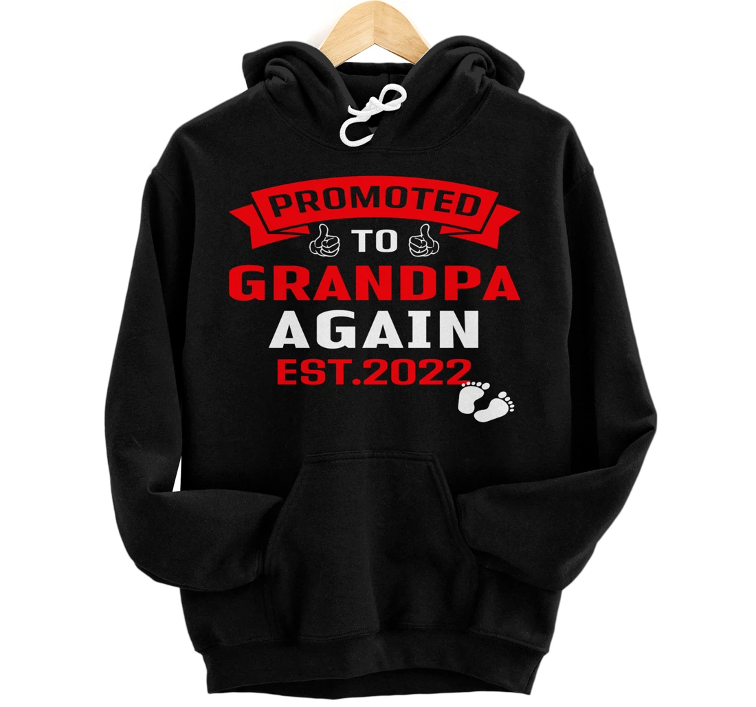 Personalized Promoted To Grandpa Again Est 2022 Pregnancy Pullover Hoodie