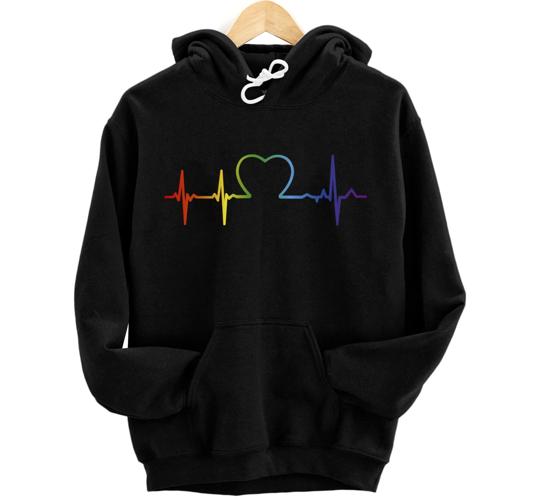 Personalized LGBT Pride Heartbeat Pullover Hoodie Pullover Hoodie