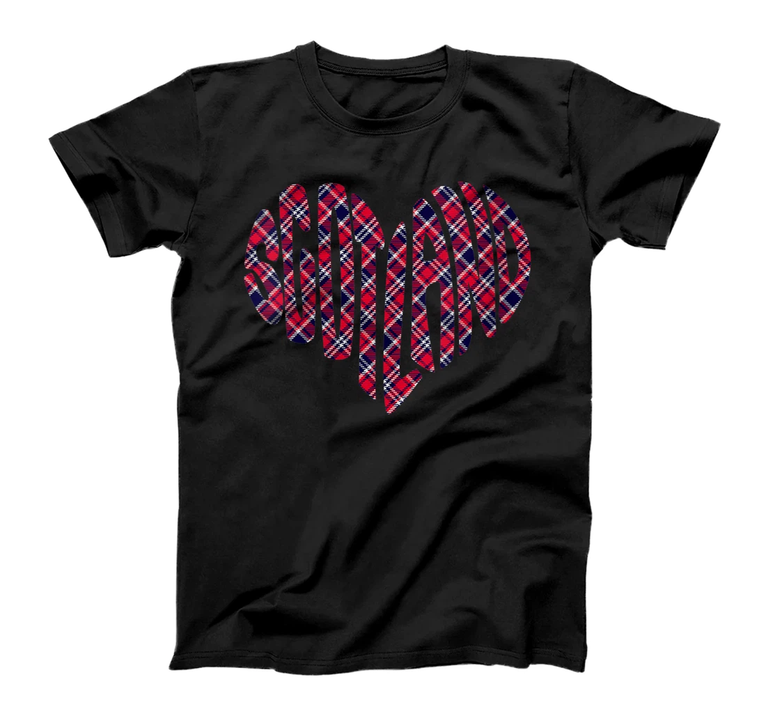Personalized Womens Scotland Heart-Shaped Tartan Word Art T-Shirt, Women T-Shirt