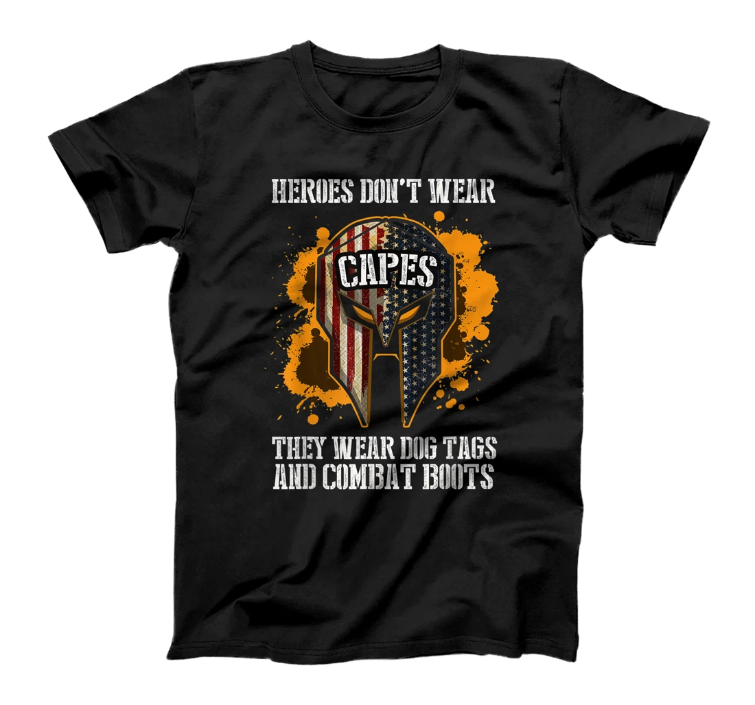 Personalized Heroes Don't Wear Capes, They Wear Dog Tag combat boots T-Shirt, Women T-Shirt