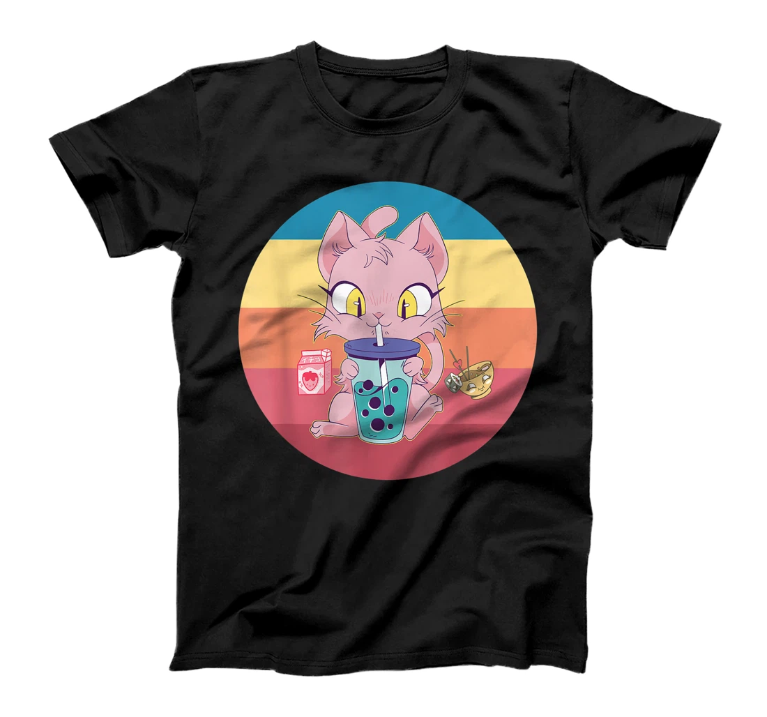 Personalized Cat Boba Bubble Tea Tshirt Anime Kawaii Neko Strawberry Milk T-Shirt, Kid T-Shirt and Women T-Shirt