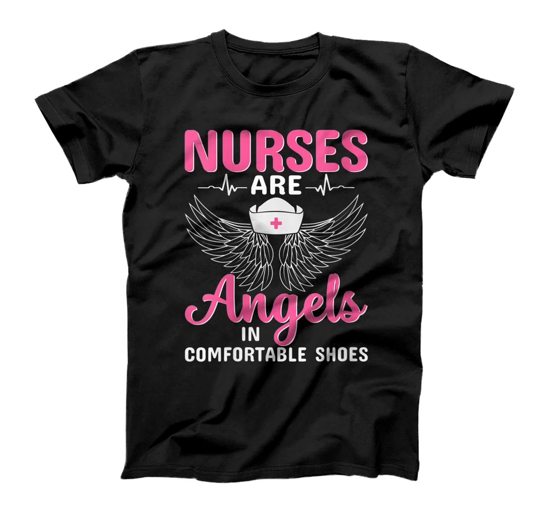 Personalized Womens Nurses Are Angel In Comfortable Shoes T-Shirt, Women T-Shirt