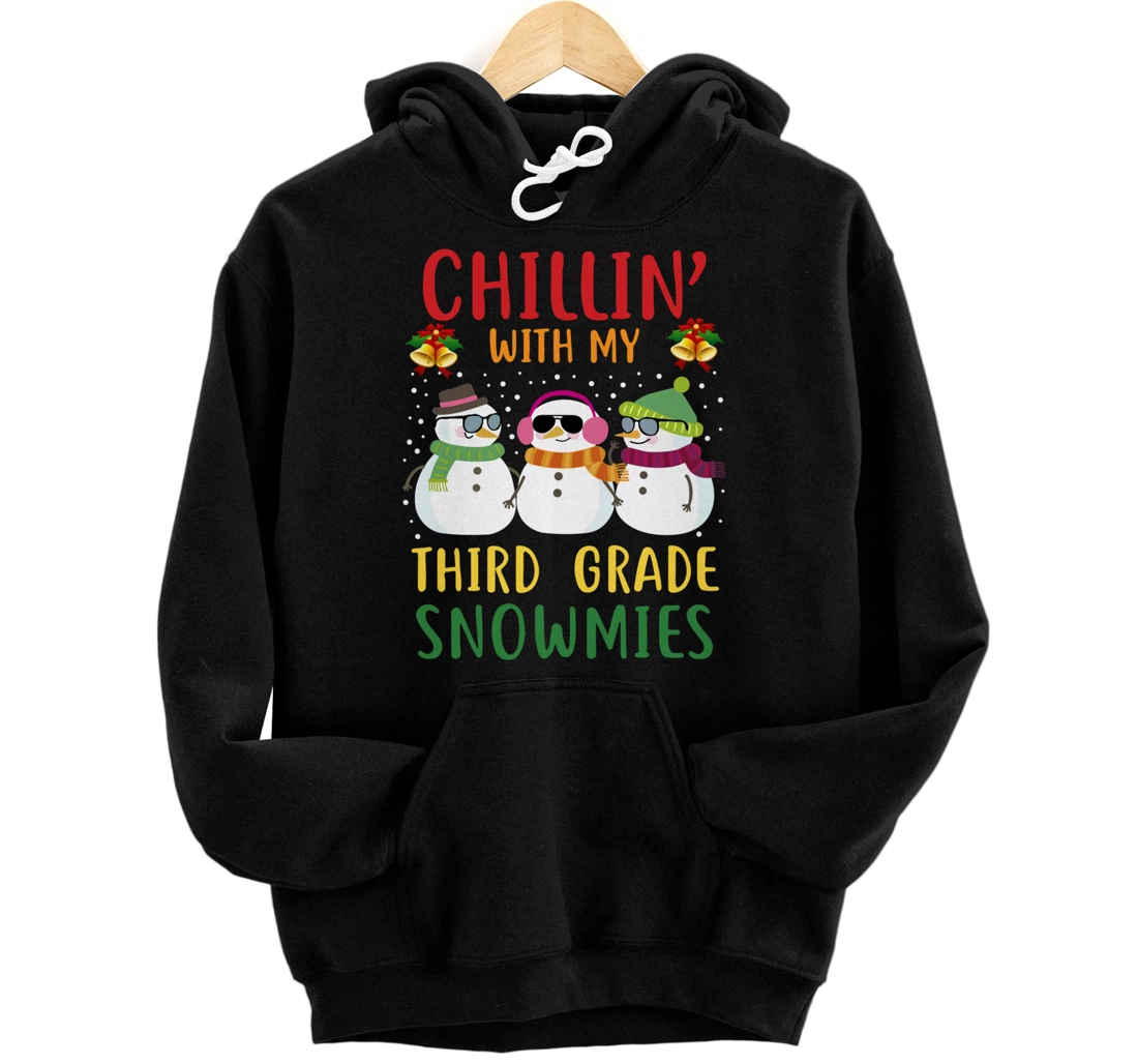 Personalized 3rd Grade Teacher Chillin' With My Snowmies Pullover Hoodie