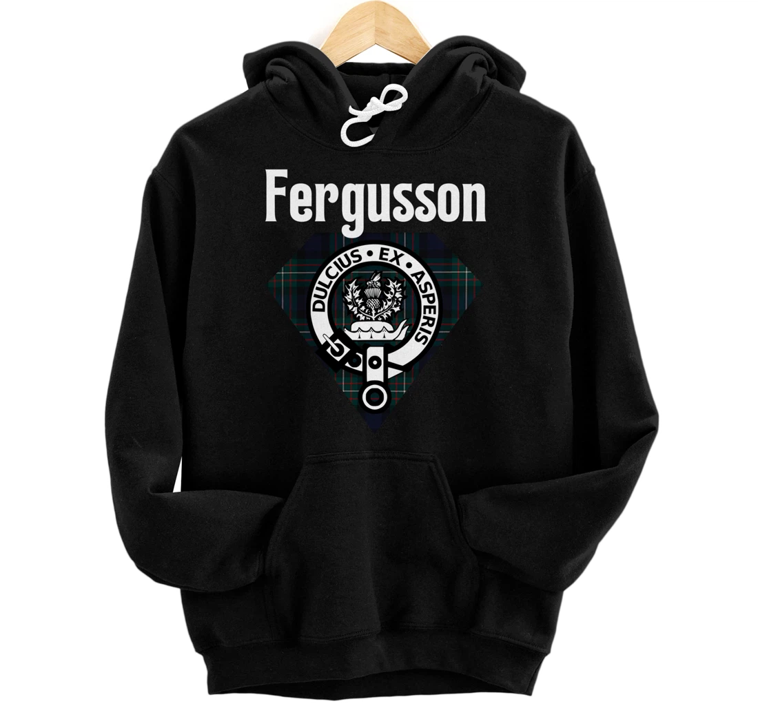 Personalized Fergusson Clan Scottish Name Coat Of Arms Tartan Pullover Hoodie