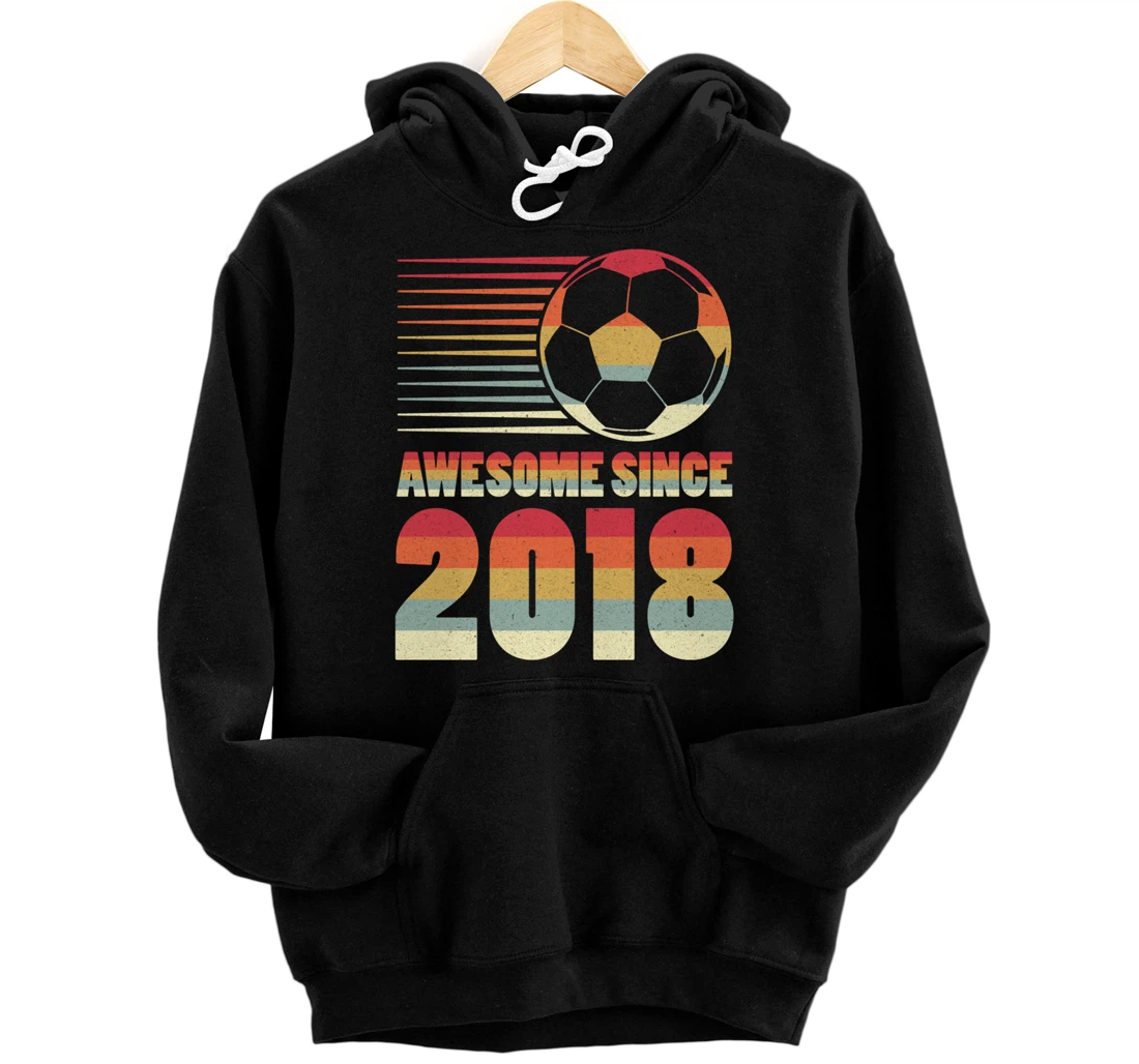 Personalized Awesome Since 2018 Soccer Vintage Gifts For Boys Pullover Hoodie