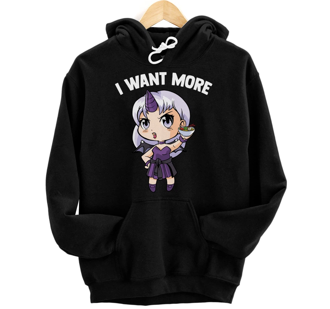 Personalized Alt Aesthetics - I Want More - Devil Girl - Ramen - Emo Pullover Hoodie