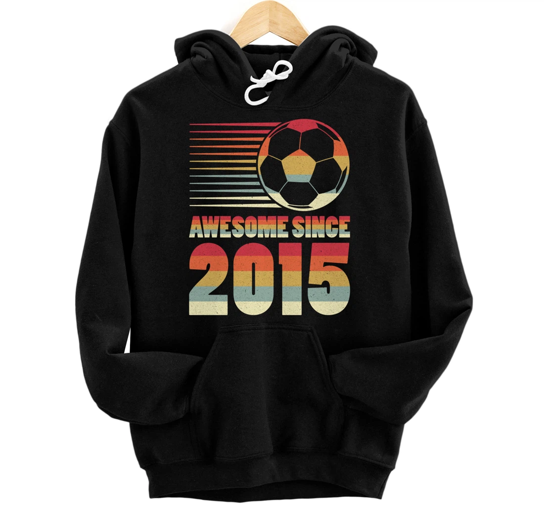 Personalized Awesome Since 2015 Soccer Vintage Gifts For Boys Pullover Hoodie