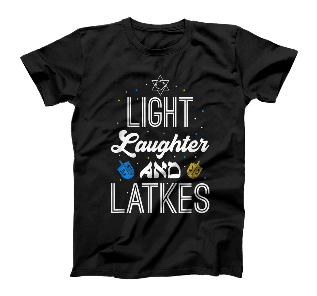 Personalized Light Laughter Latkes Hanukkah Jewish Festival Menorah T-Shirt, Women T-Shirt