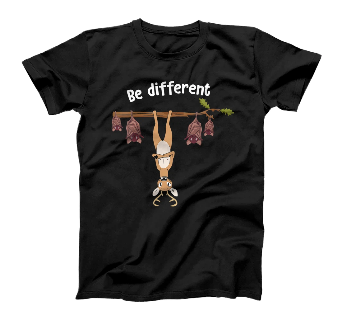 Personalized Womens Be Different Cute Deer With Bats Hanging On Tree T-Shirt, Women T-Shirt