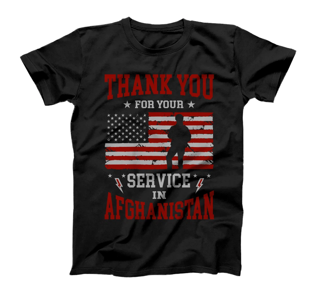 Personalized American Flag Thank You For Your Service In Afghanistan T-Shirt