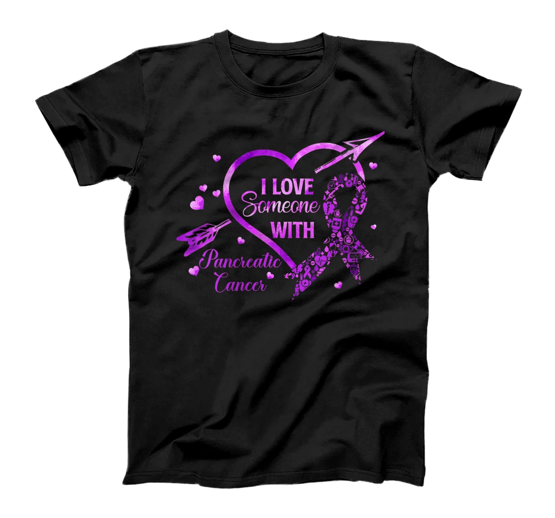 Personalized Womens I Love Someone With Pancreatic Cancer Awareness Arrow Heart T-Shirt, Women T-Shirt