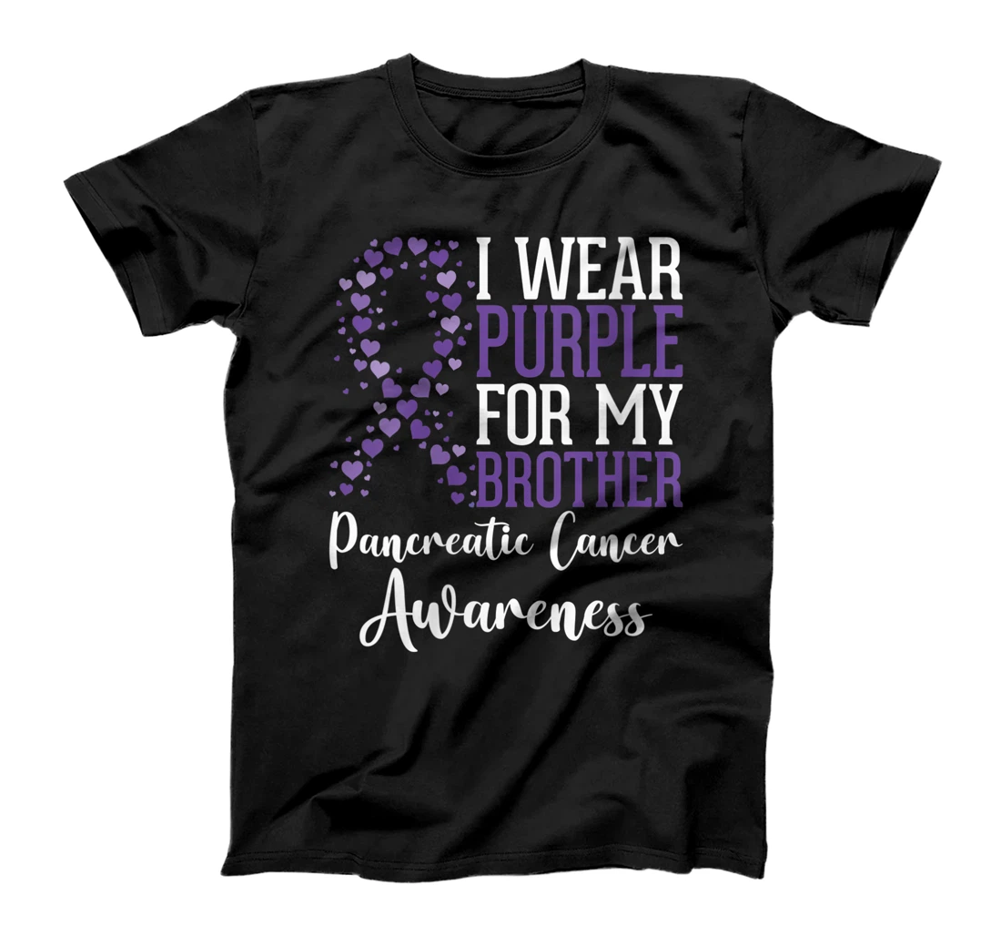 Personalized Womens I wear Purple for my Brother Pancreatic Cancer Awareness T-Shirt, Women T-Shirt