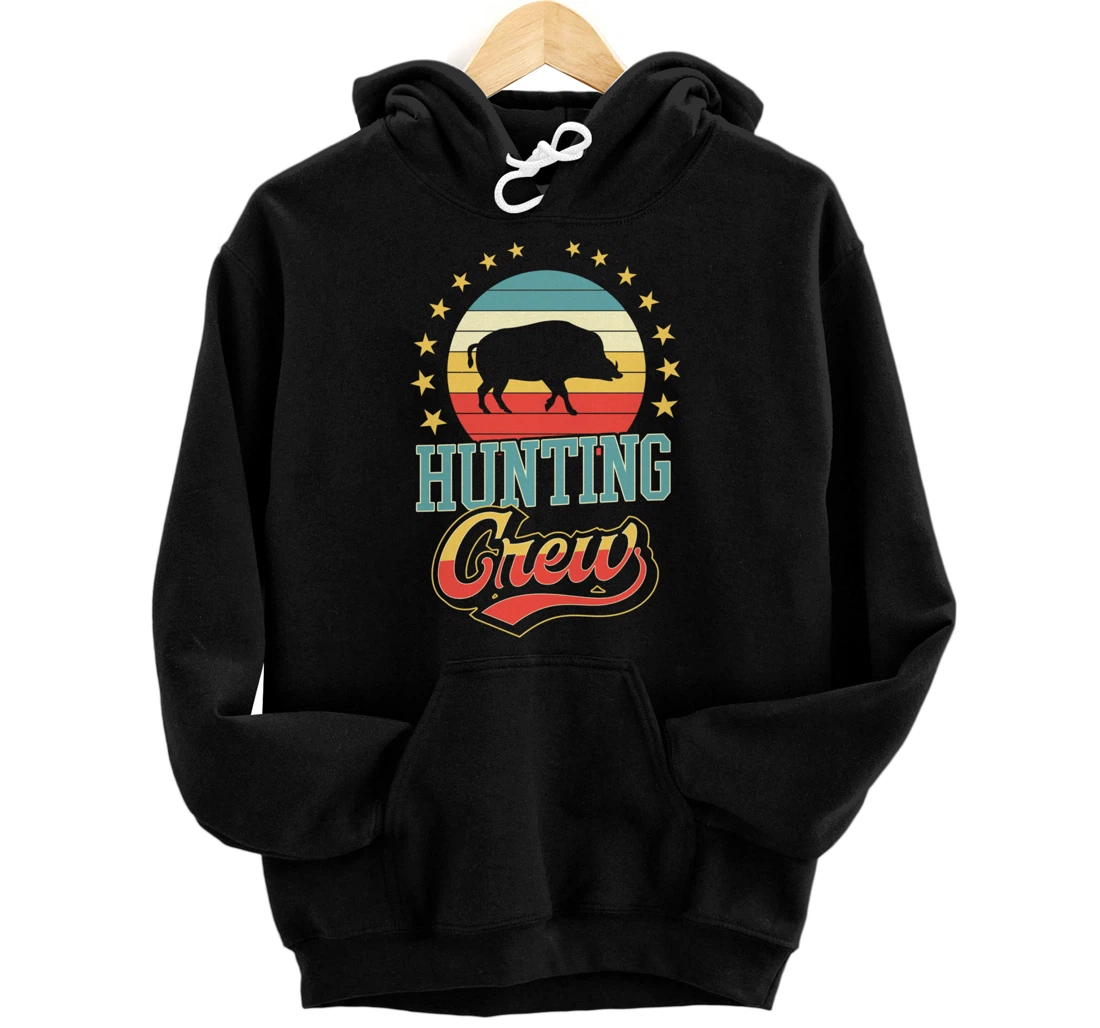 Personalized Boar Hunting Crew Hog Hunting Matching Family Retro Vintage Pullover Hoodie