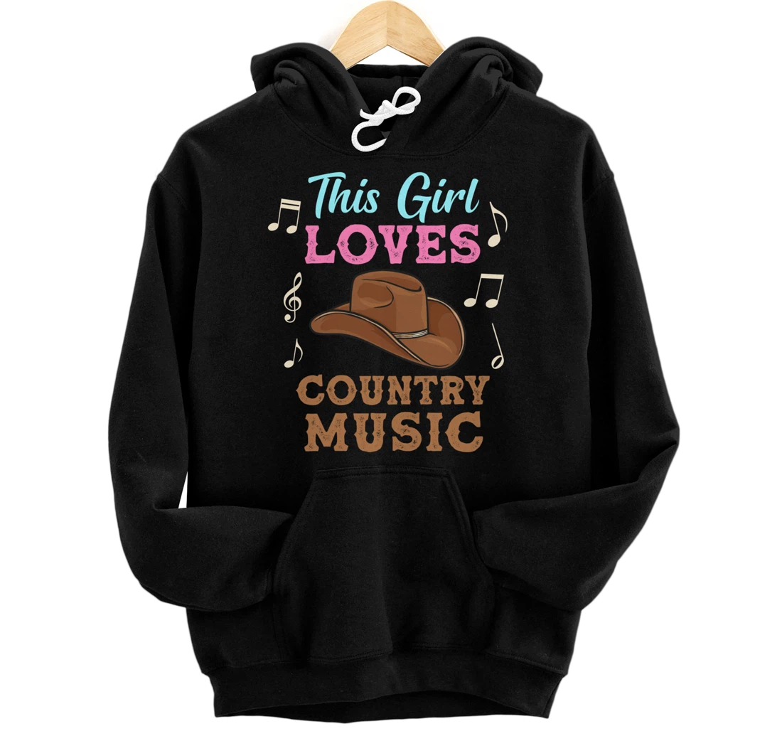 Personalized THIS GIRL LOVES COUNTRY MUSIC Southern Cowboy Cowgirl Style Pullover Hoodie