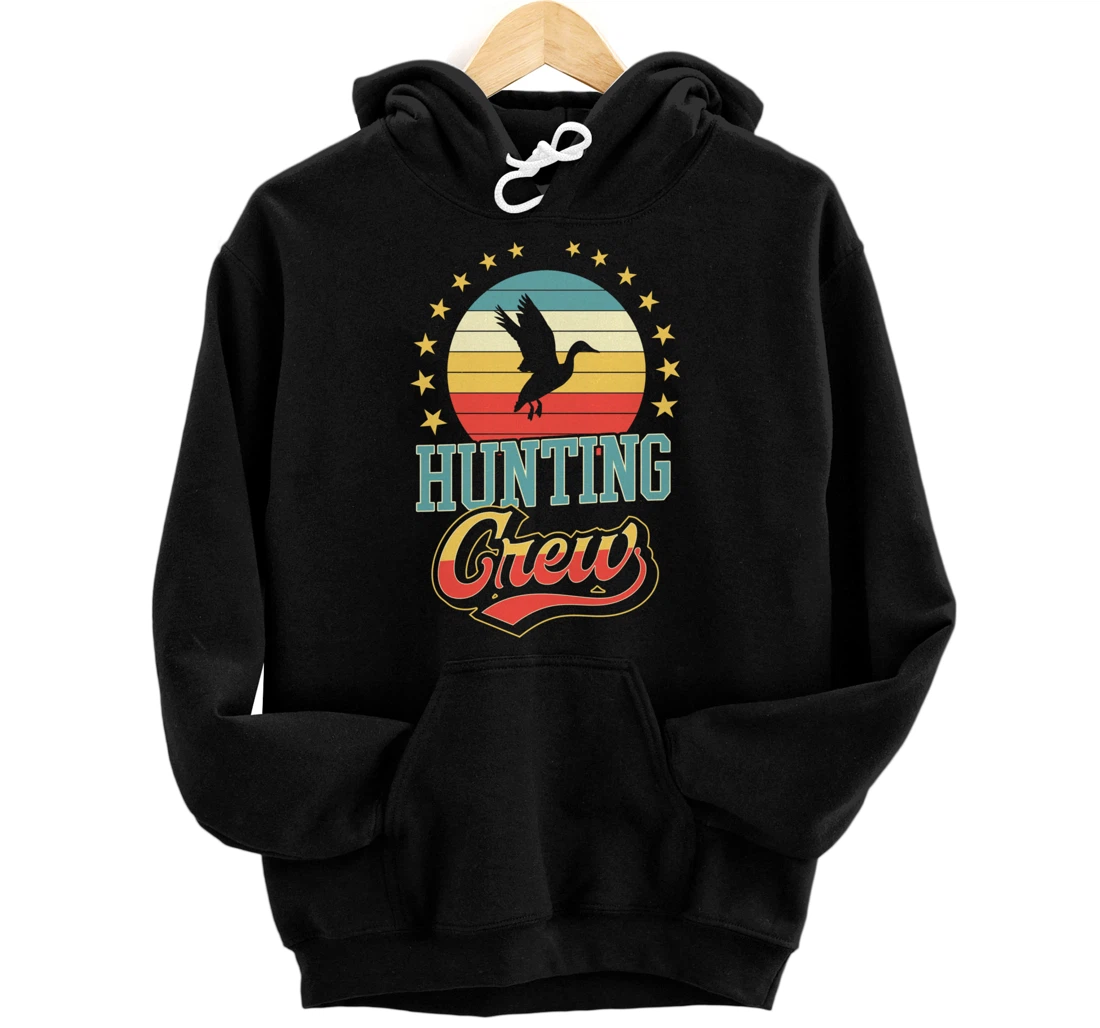 Personalized Duck Hunting Crew Funny Matching Family Retro Vintage Style Pullover Hoodie