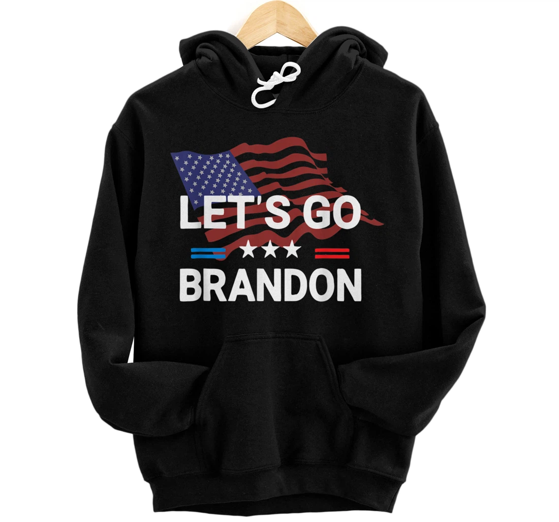 Personalized Funny Let's Go Brandon Us Flag Conservative Anti Liberal Pullover Hoodie