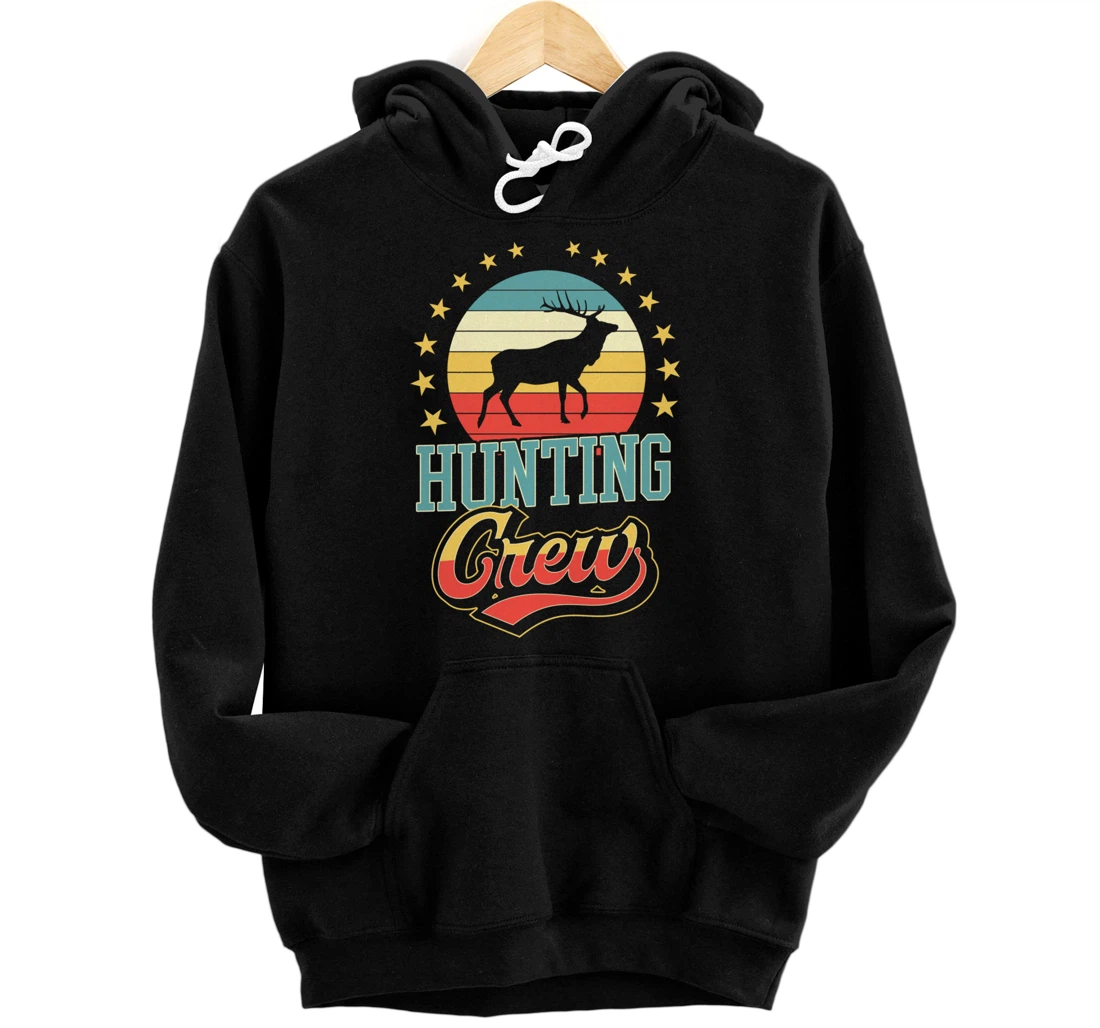 Personalized Elk Hunting Crew Hog Hunting Matching Family Retro Vintage Pullover Hoodie