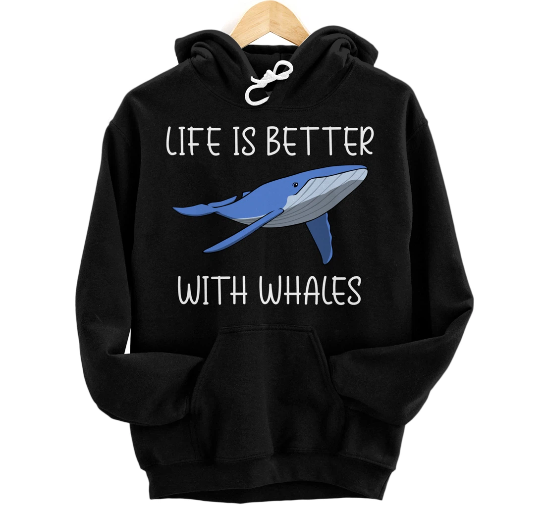 Personalized Life With Whales Cute Sea Animal Nature Lover Pullover Hoodie