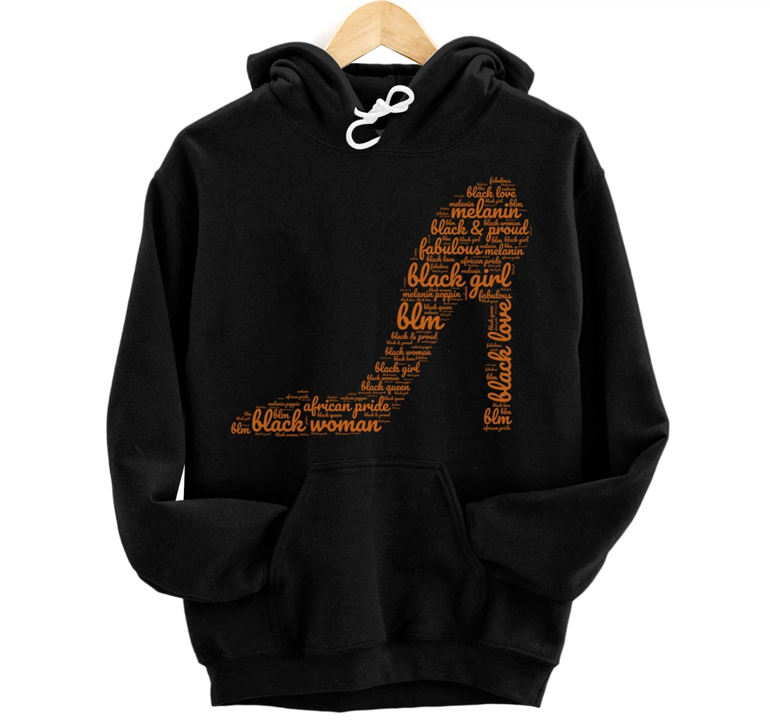 Personalized Black Girl Shirt Melanin High Heel Proud African American Pullover Hoodie