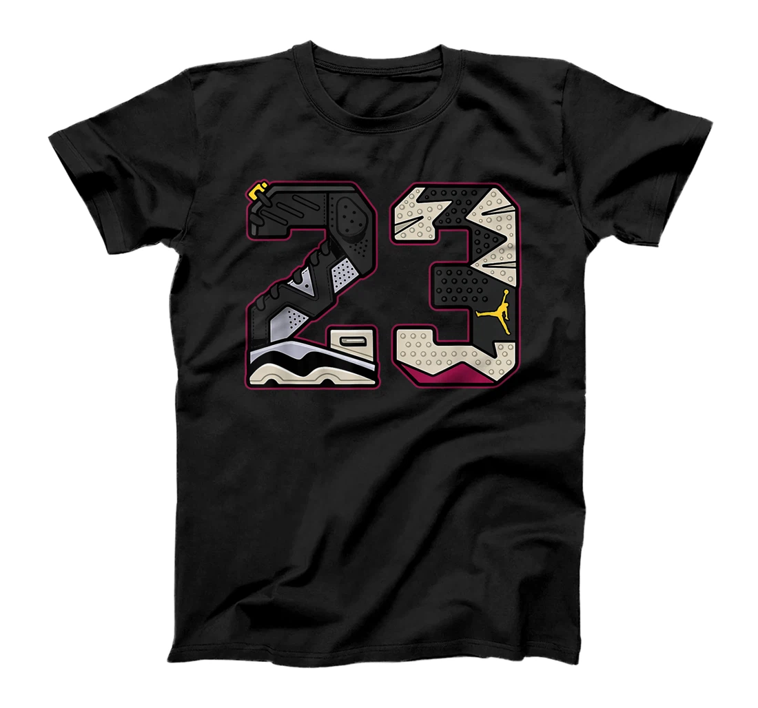 Personalized Unisex Number 23 Sneaker Match 6 Bordeaux T-Shirt, Kid T-Shirt and Women T-Shirt