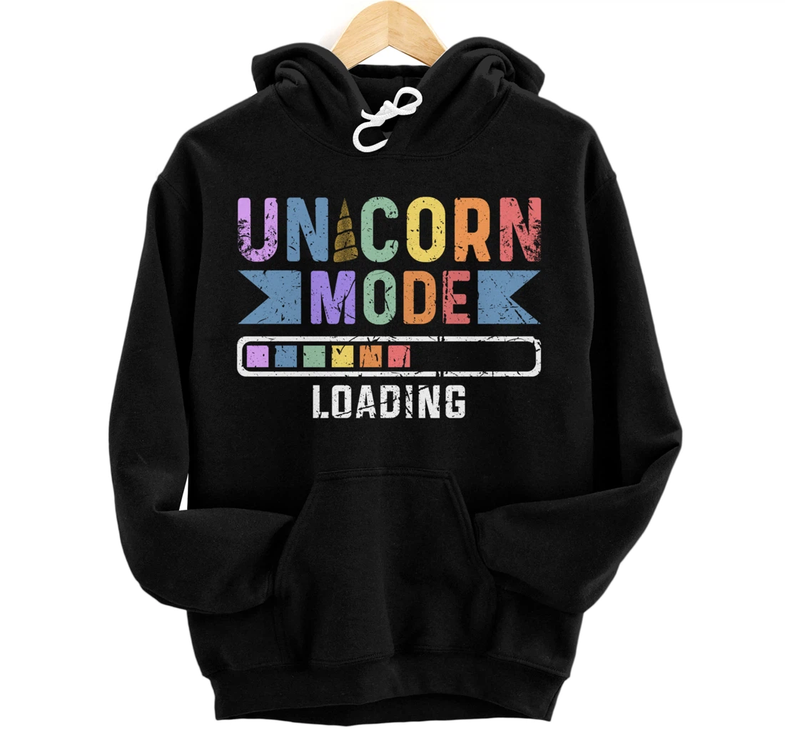 Personalized Unicorn Mode Loading Rainbow Funny Cute Unicorn Vintage Pullover Hoodie