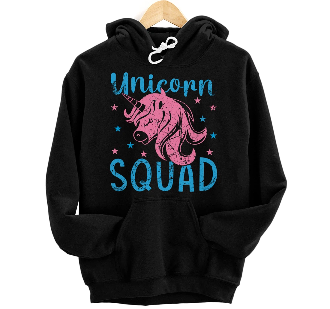 Personalized Unicorn Squad Funny Cute Unicorn Vintage Group Family Pullover Hoodie