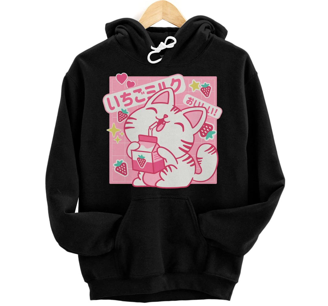 Personalized Cat Strawberry Milk Hoodie Pullover Hoodie