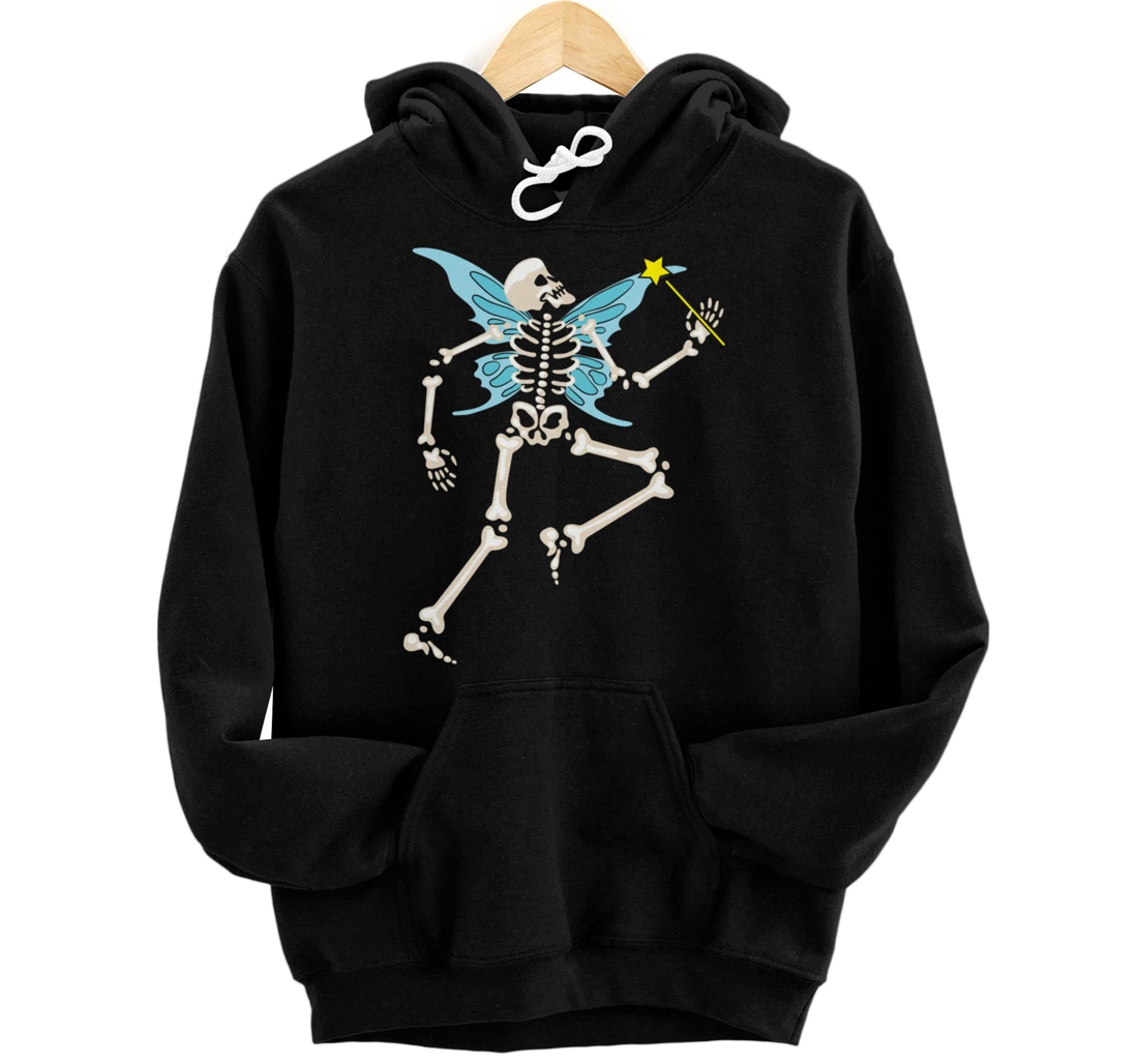 Personalized Fairycore Aesthetic Skeleton Fairy Grunge Goth Minimalistic Pullover Hoodie