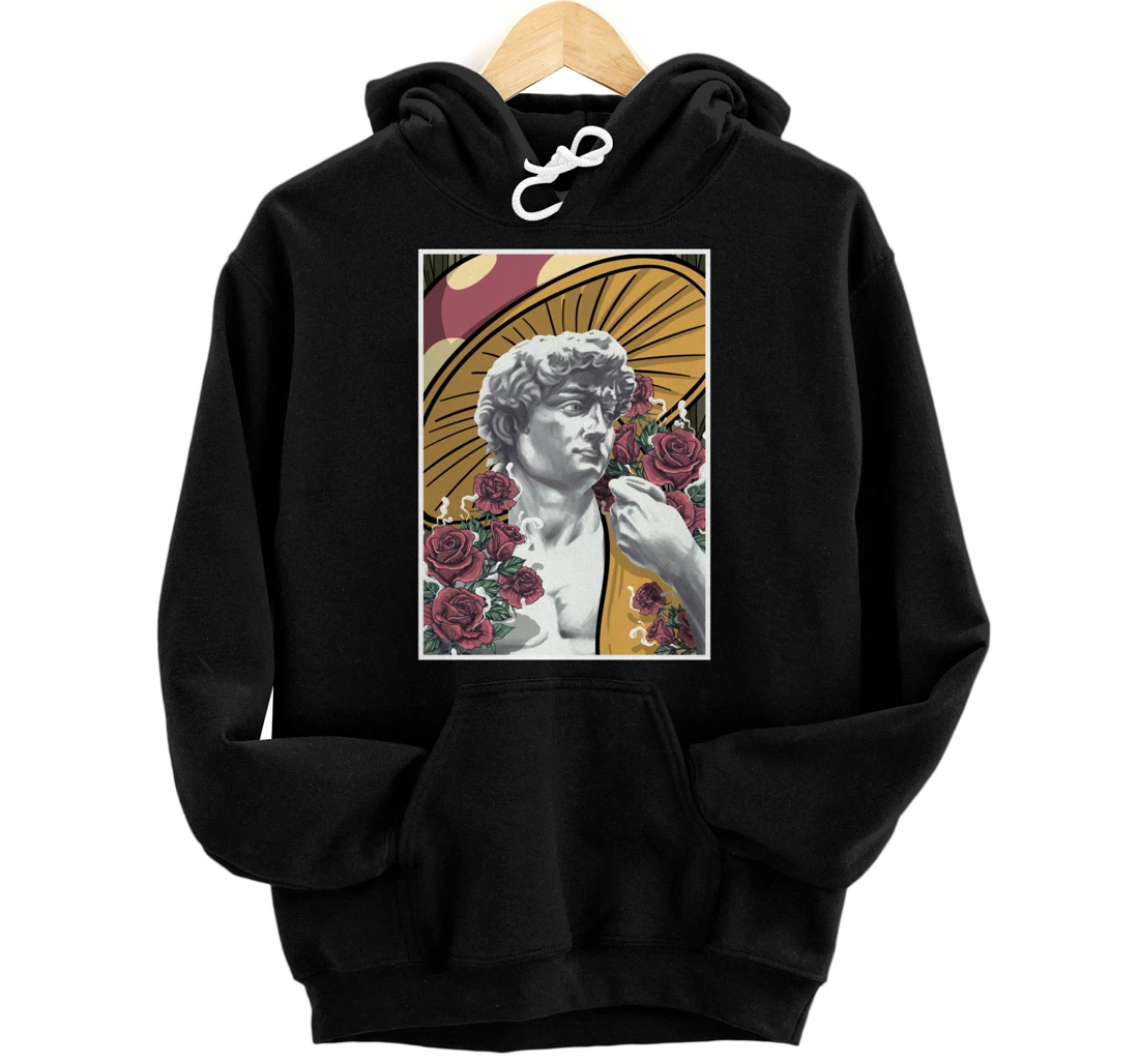 Personalized Fairycore Aesthetic David By Michelangelo Roses Mushroom Pullover Hoodie