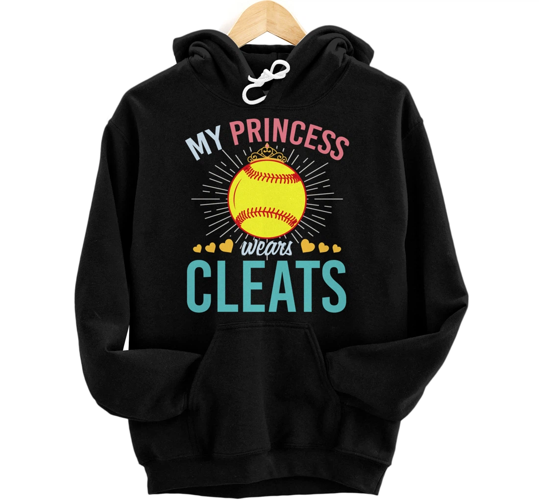 Personalized Softball Cleats Softball Player Girls Princess Softball Pullover Hoodie
