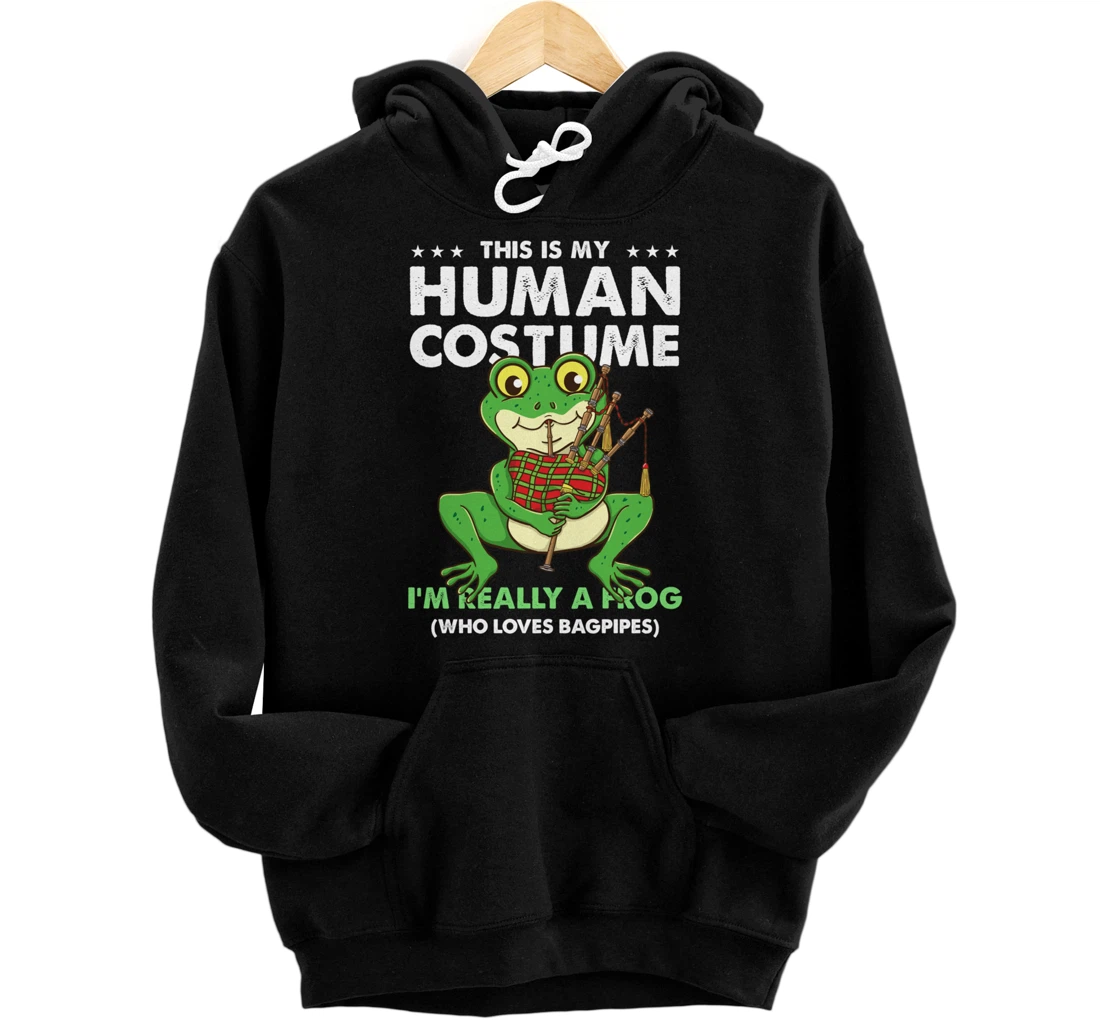 Personalized This Is My Human Costume Frog Bagpipe Pullover Hoodie