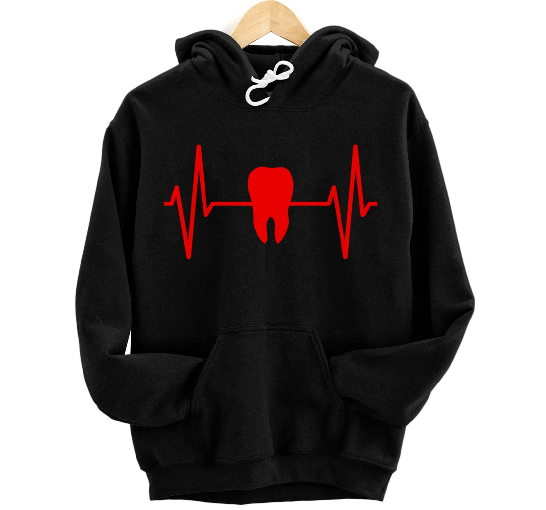 Personalized Teeth Heart Line Dentist Funny Pullover Hoodie