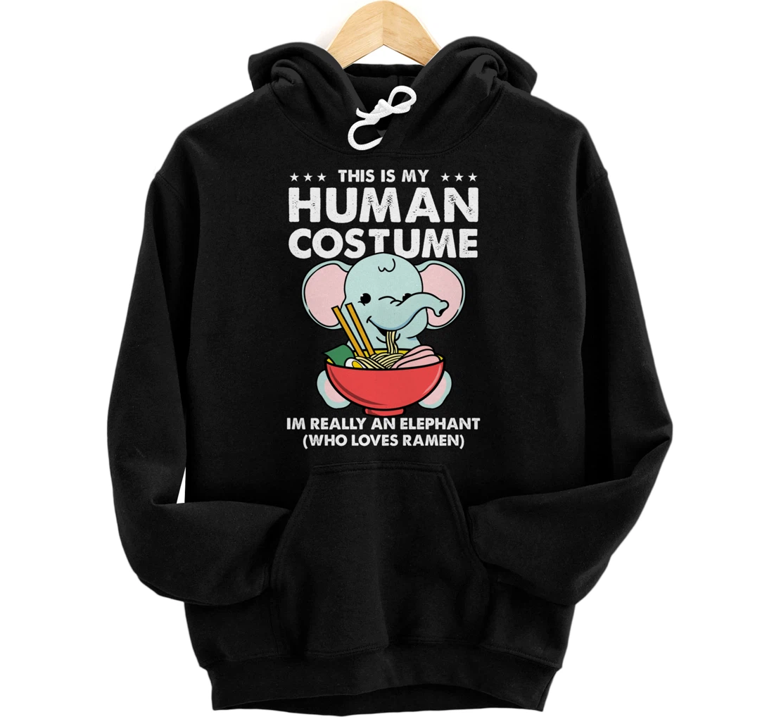 Personalized This Is My Human Costume Elephant Ramen Pullover Hoodie