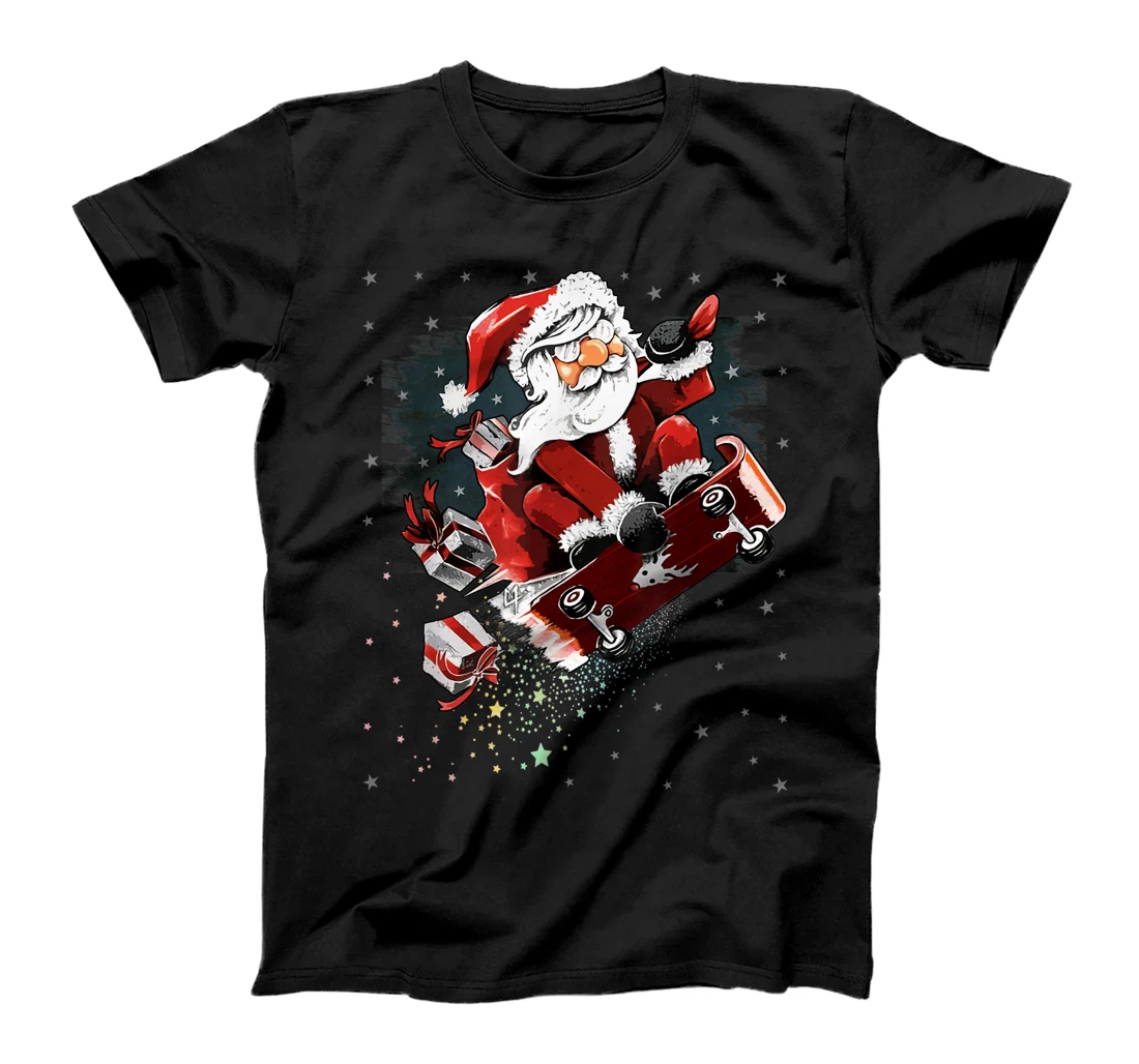 Personalized Skateboard Santa Claus Does Tricks In The Snow Gifts T-Shirt, Kid T-Shirt and Women T-Shirt