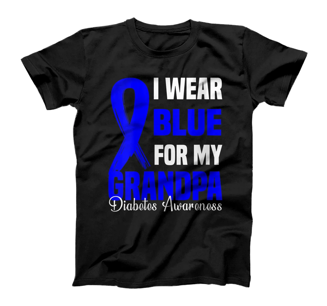 Personalized Womens I Wear Blue For My Grandpa Blue Diabetes Awareness Month T-Shirt, Women T-Shirt