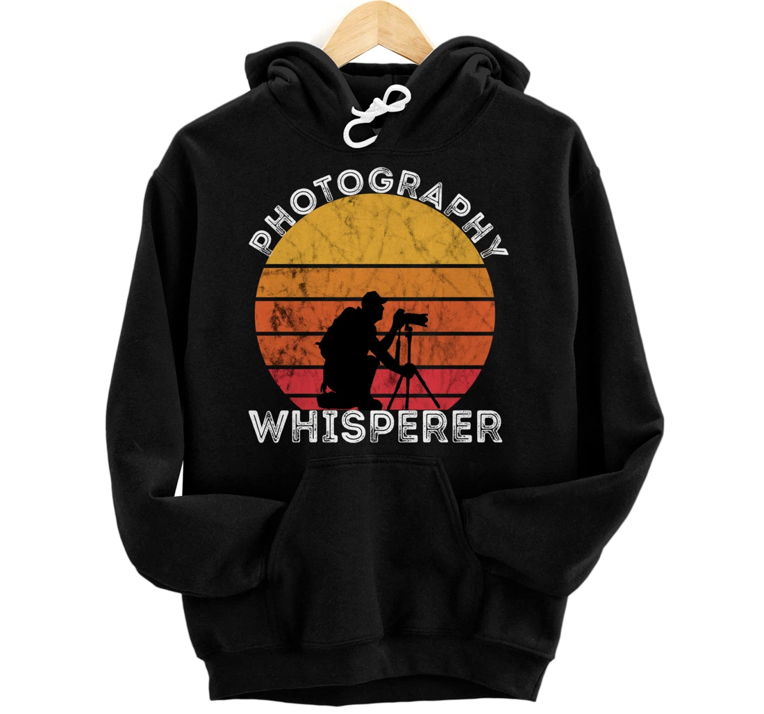 Personalized Photography Whisperer Retro Sunset Camera Photographer Pullover Hoodie