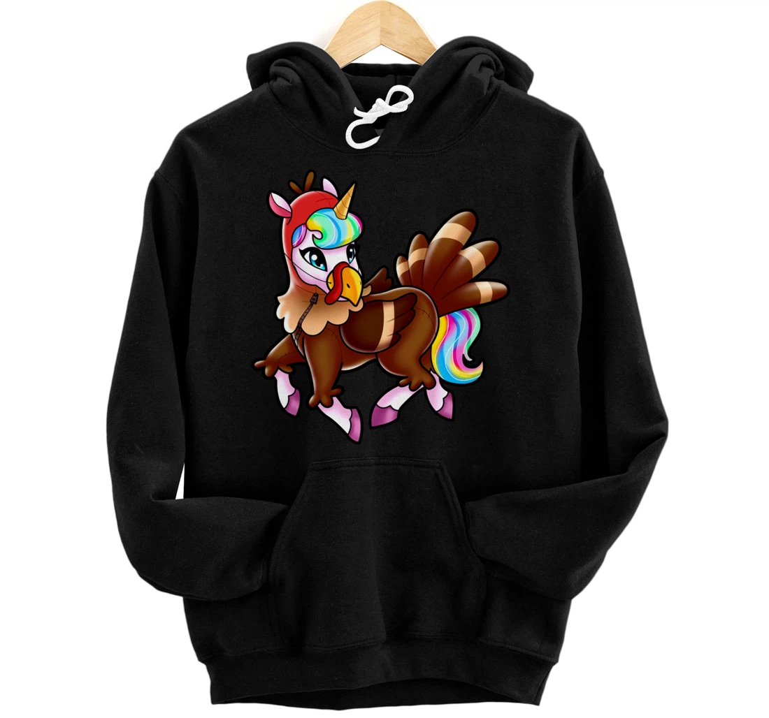 Personalized Unicorn in a turkey costumes Pullover Hoodie