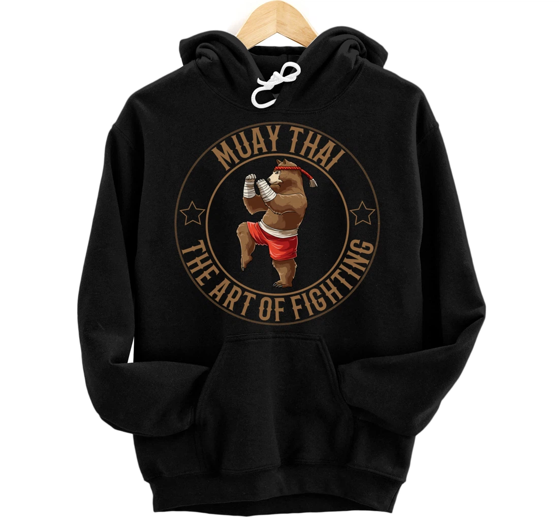 Personalized Cute Muay Thai Brown Bear Pullover Hoodie