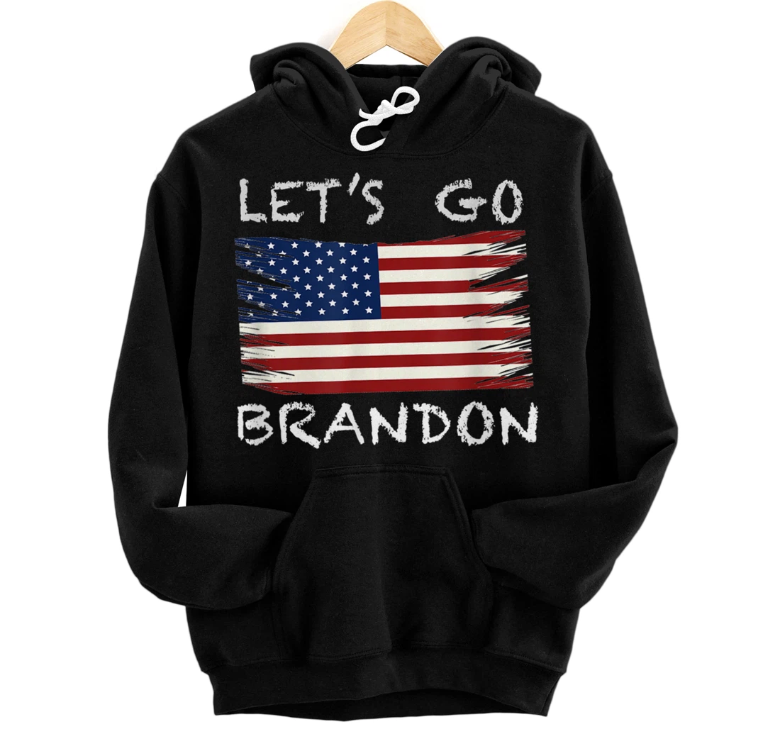 Personalized Let's Go Brandon US Flag Pullover Hoodie
